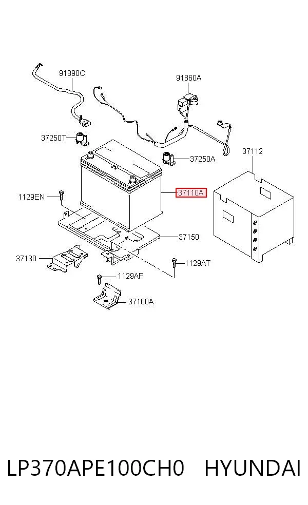 Bateria recarregável (PILHA) LP370APE100CH0 Hyundai/Kia