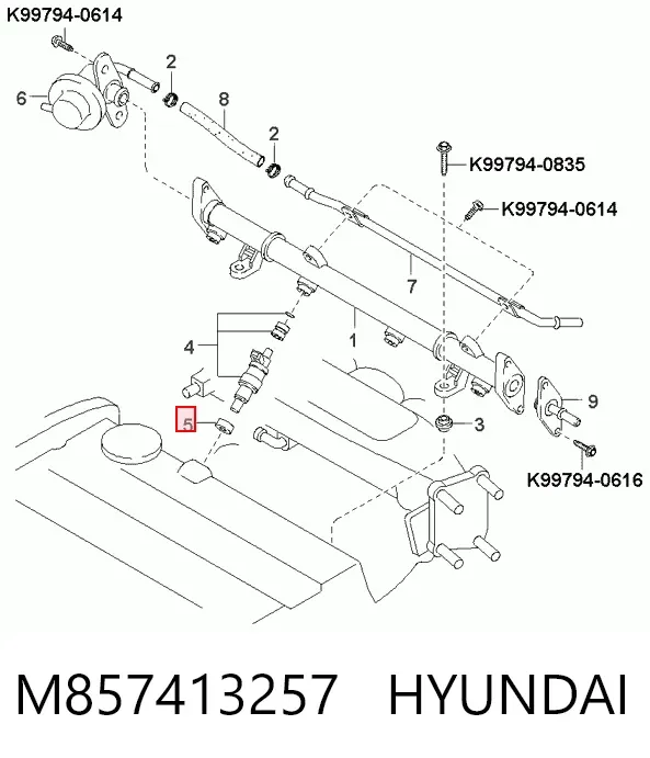 Anel (arruela) do injetor de ajuste M857413257 Hyundai/Kia