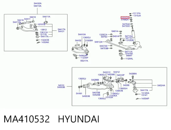 Bucha da haste de amortecedor dianteiro MA410532 Hyundai/Kia