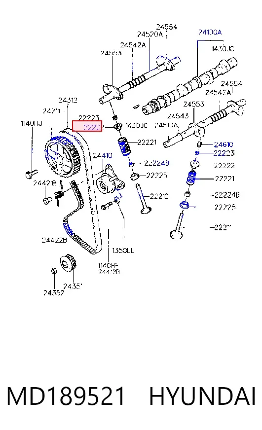 Correia do mecanismo de distribuição de gás MD189521 Hyundai/Kia