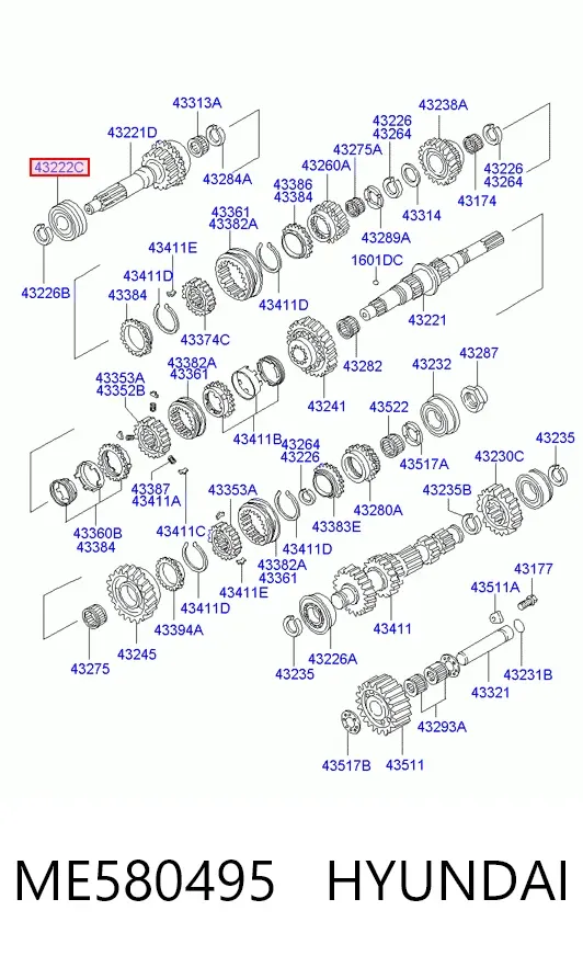 Rolamento da árvore primária da Caixa de Mudança ME580495 Hyundai/Kia