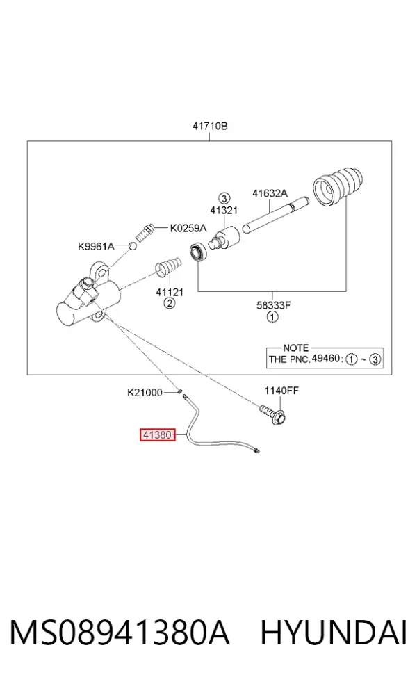 Mangueira de embraiagem MS08941380A Hyundai/Kia