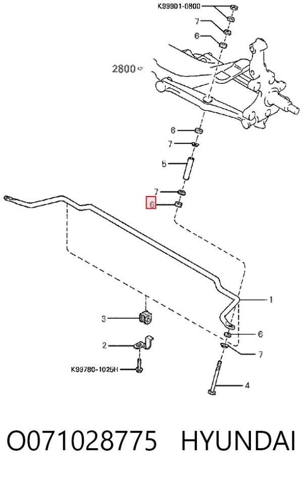Bucha de suporte dianteiro de estabilizador O071028775 Hyundai/Kia