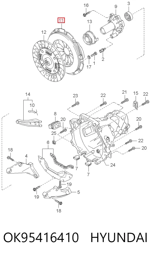 Cesta de embraiagem OK95416410 Hyundai/Kia