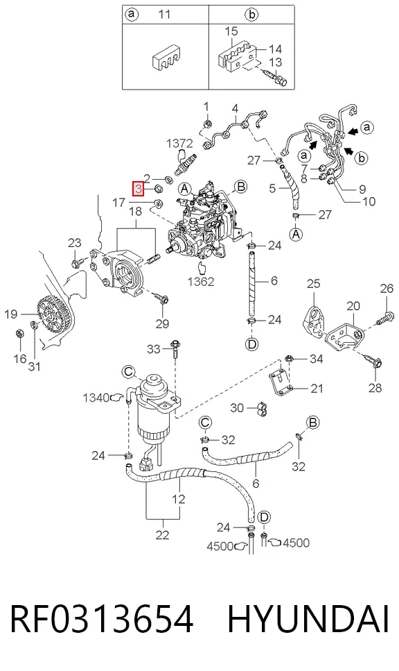 Kit de reparação do injetor RF0313654 Hyundai/Kia