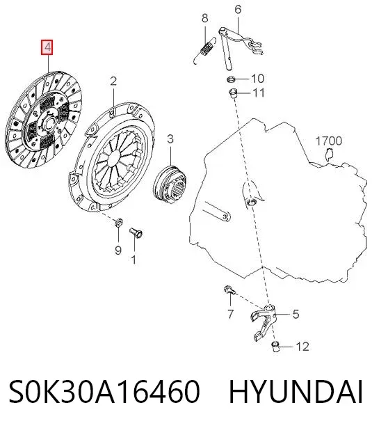 Disco de embraiagem S0K30A16460 Hyundai/Kia