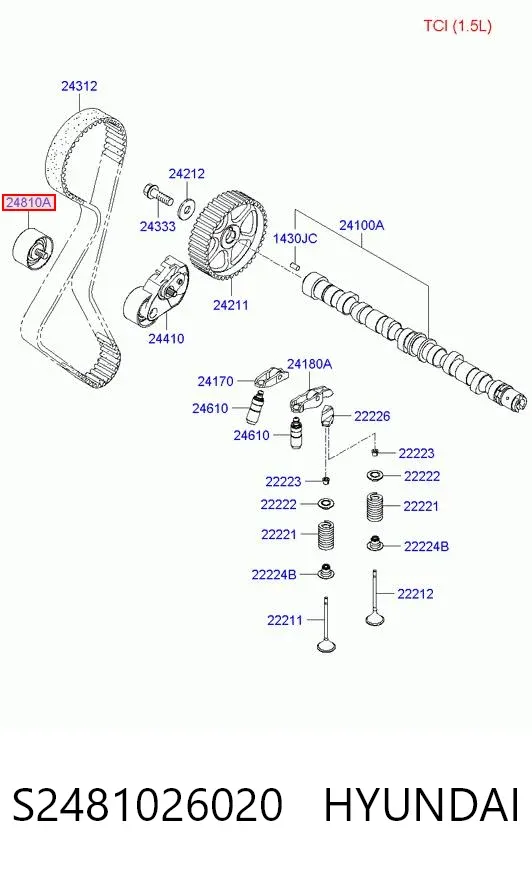 Rolo parasita da correia do mecanismo de distribuição de gás S2481026020 Hyundai/Kia