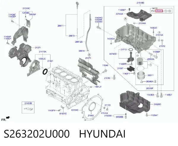 Filtro de óleo S263202U000 Hyundai/Kia