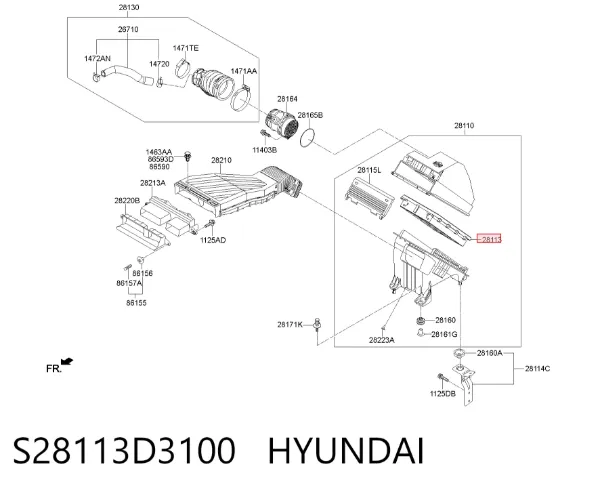 Filtro de ar S28113D3100 Hyundai/Kia