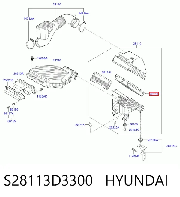 Filtro de ar S28113D3300 Hyundai/Kia