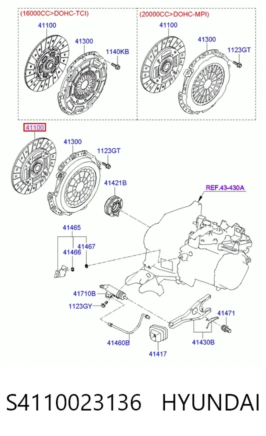 Disco de embraiagem S4110023136 Hyundai/Kia