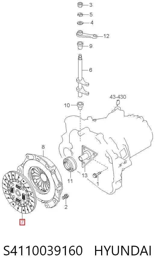 Disco de embraiagem S4110039160 Hyundai/Kia