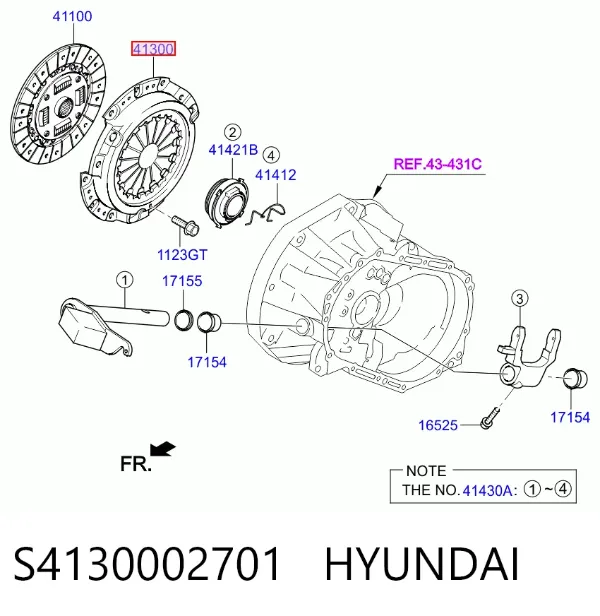 Cesta de embraiagem S4130002701 Hyundai/Kia
