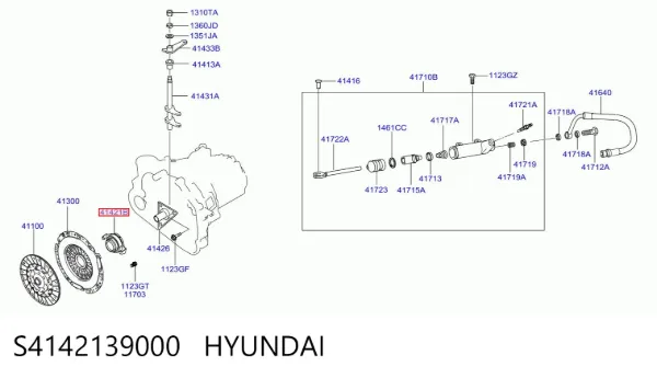 Rolamento de liberação de embraiagem S4142139000 Hyundai/Kia