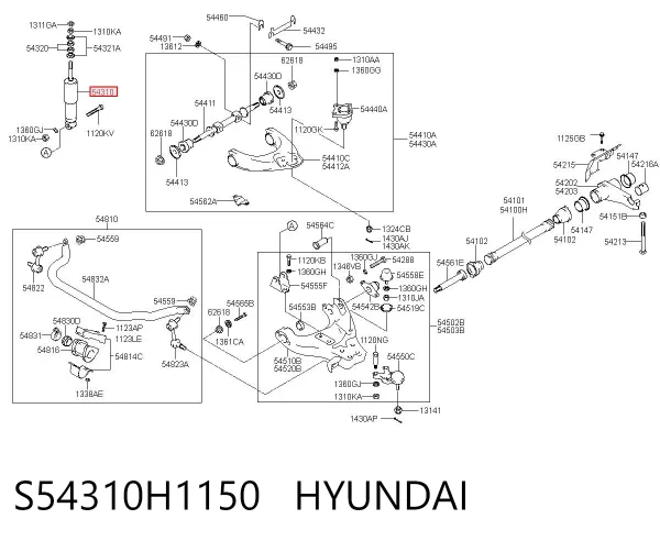 Amortecedor dianteiro S54310H1150 Hyundai/Kia