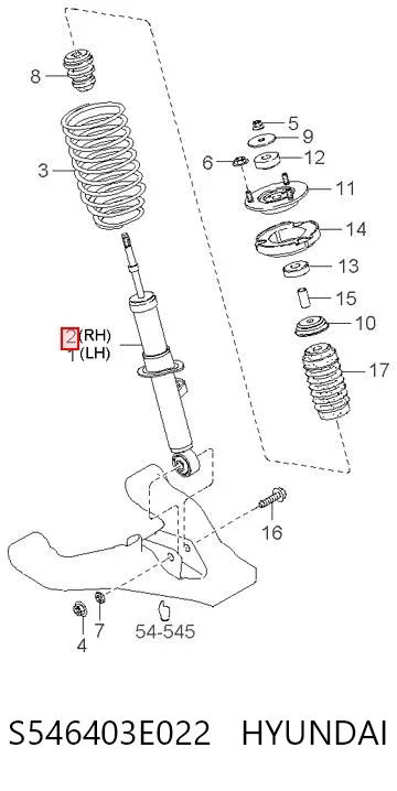 Amortecedor dianteiro direito S546403E022 Hyundai/Kia