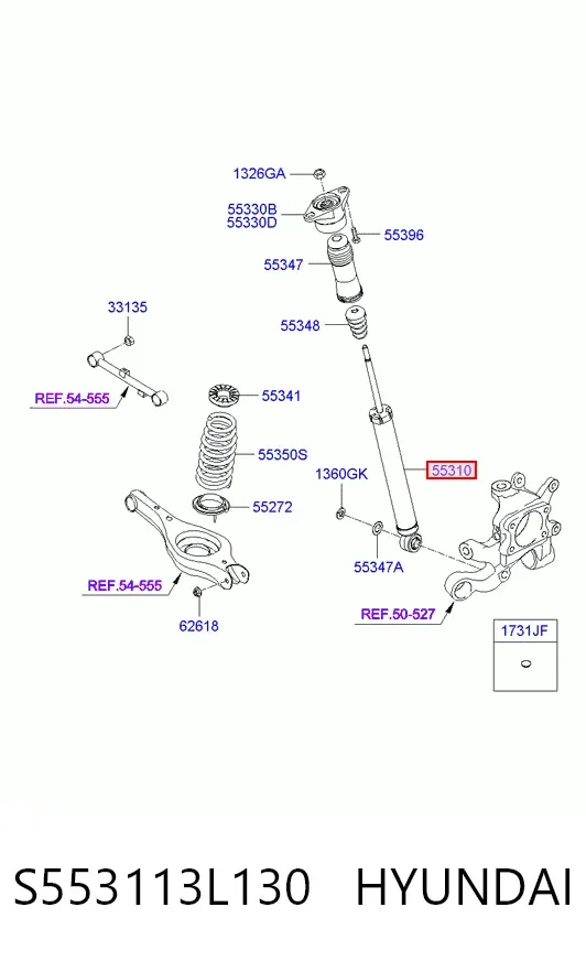 Amortecedor traseiro S553113L130 Hyundai/Kia