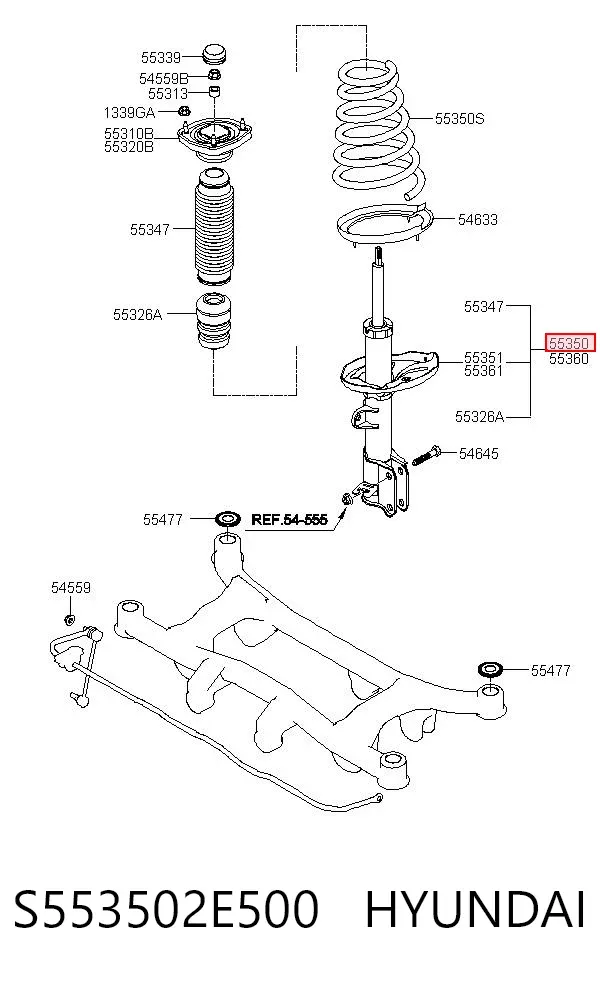 Amortecedor traseiro esquerdo S553502E500 Hyundai/Kia