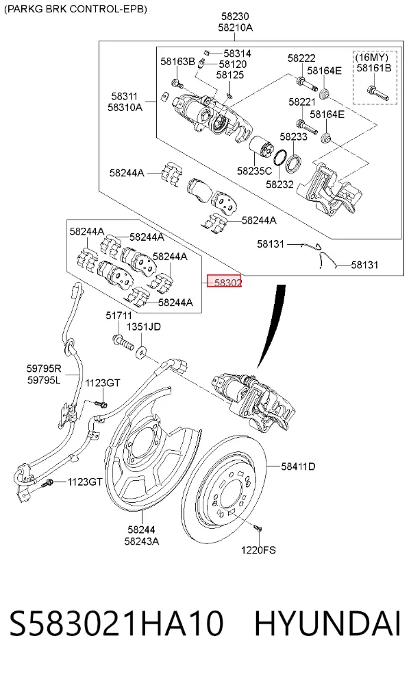 Sapatas do freio traseiras de disco S583021HA10 Hyundai/Kia