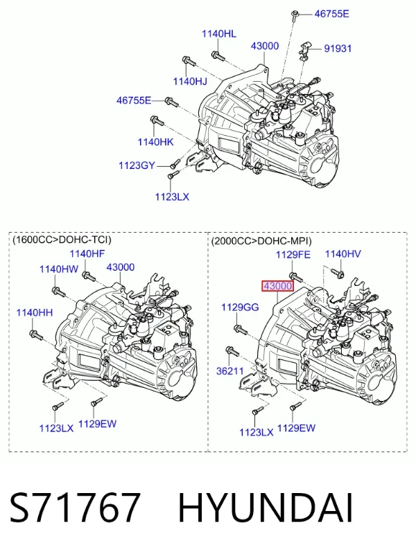Caixa de Mudança montada (caixa mecânica de velocidades) S71767 Hyundai/Kia