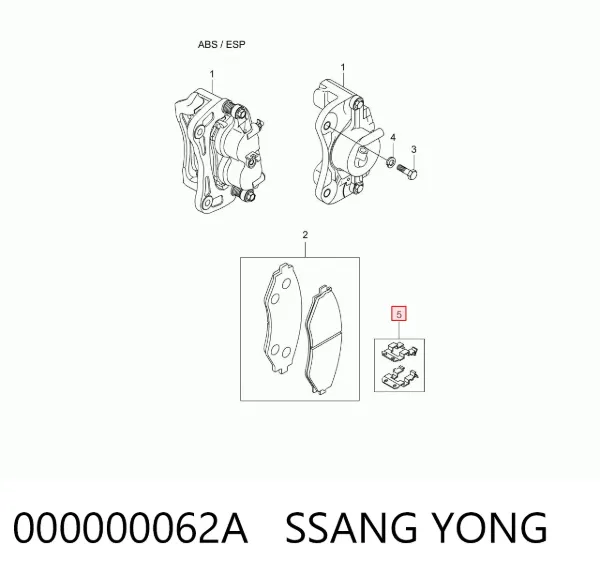 Kit de molas de fixação de sapatas de disco dianteiras 000000062A Ssang Yong