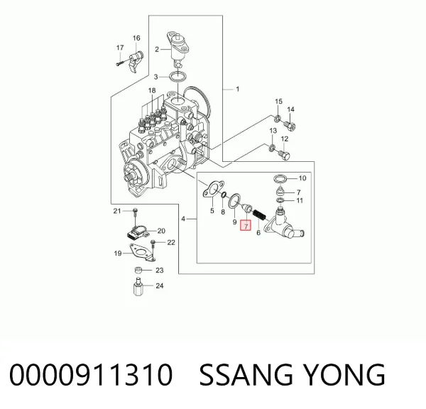 Válvula de retorno pneumática 0000911310 Ssang Yong