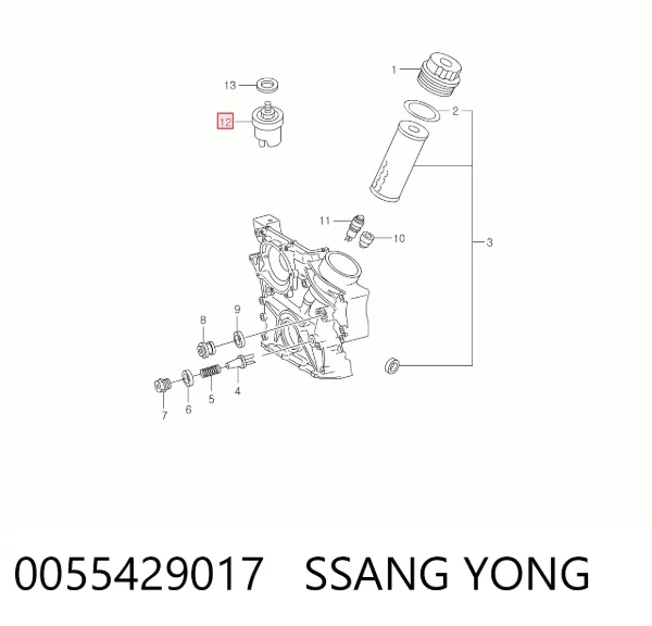 Sensor de pressão de óleo 0055429017 Ssang Yong