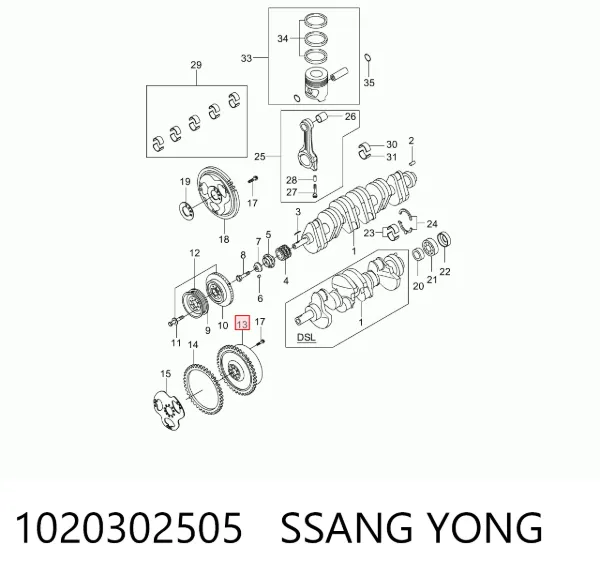 Volante de motor 1020302505 Ssang Yong