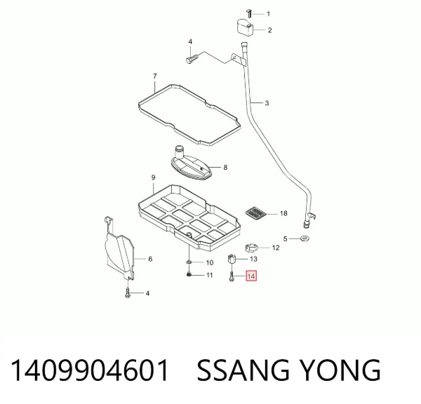 Parafuso de panela da Caixa Automática de Mudança 1409904601 Ssang Yong