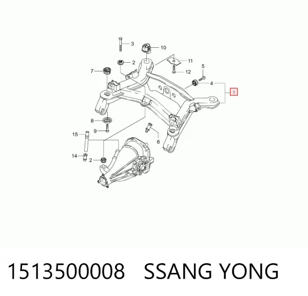 Viga de suspensão traseira (plataforma veicular) 1513500008 Ssang Yong
