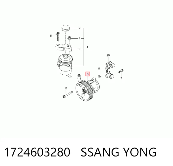 Bomba da Direção hidrâulica assistida 1724603280 Ssang Yong