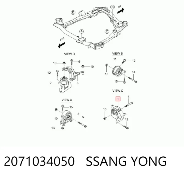 Coxim (suporte) esquerdo de motor 2071034050 Ssang Yong
