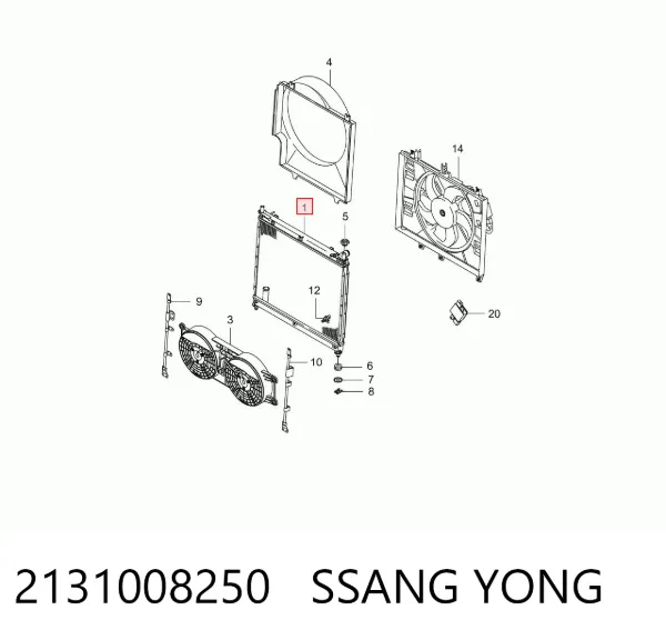 Radiador de esfriamento de motor 2131008250 Ssang Yong