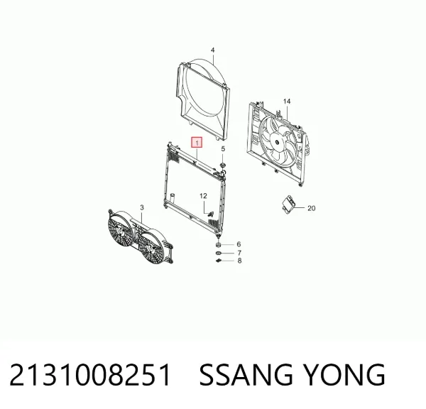 Radiador de esfriamento de motor 2131008251 Ssang Yong
