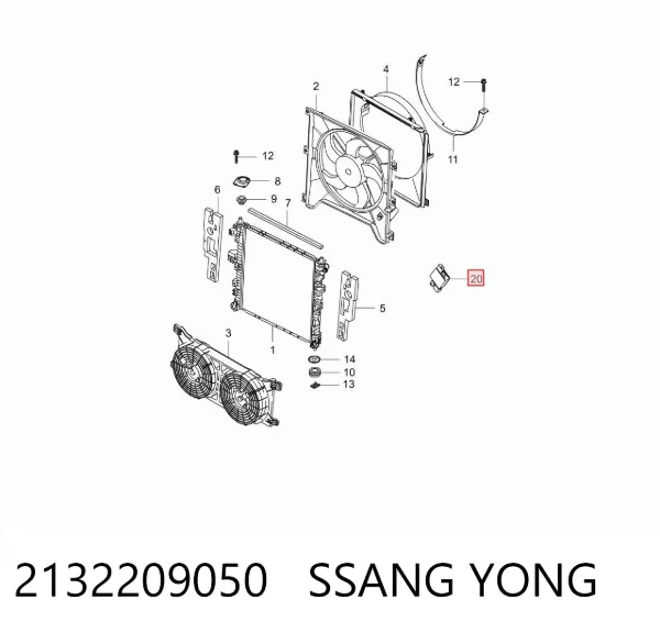 Sensor de temperatura do fluido de esfriamento (de ativação de ventilador do radiador) 2132209050 Ssang Yong