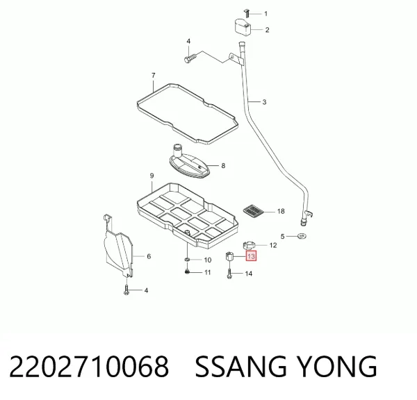 Viga de fixação da caixa de mudança 2202710068 Ssang Yong