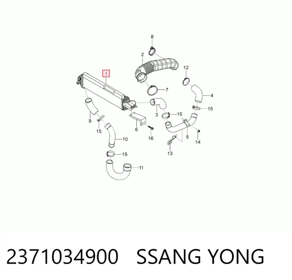 Radiador de intercooler 2371034900 Ssang Yong
