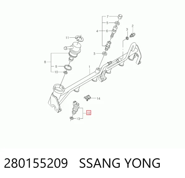 Injetor de injeção de combustível 280155209 Ssang Yong