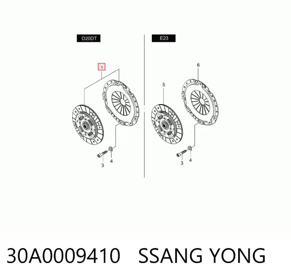 Kit de embraiagem (3 peças) 30A0009410 Ssang Yong