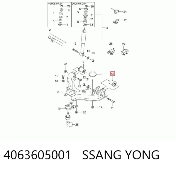 Bloco silencioso dianteiro do braço oscilante inferior 4063605001 Ssang Yong