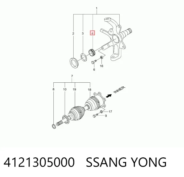 Rolamento do pino de apoio dianteiro 4121305000 Ssang Yong