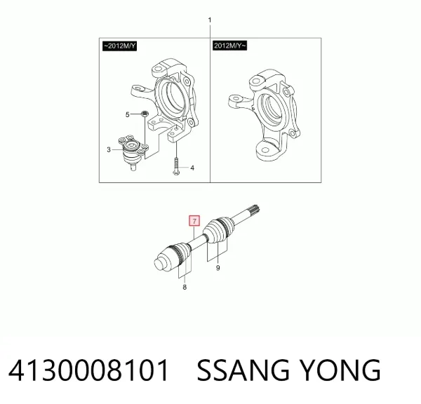 Semieixo (acionador) dianteiro 4130008101 Ssang Yong