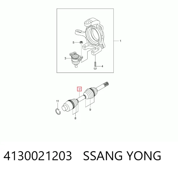 Semieixo (acionador) dianteiro 4130021203 Ssang Yong