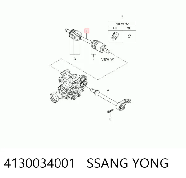 Semieixo (acionador) dianteiro esquerdo 4130034001 Ssang Yong