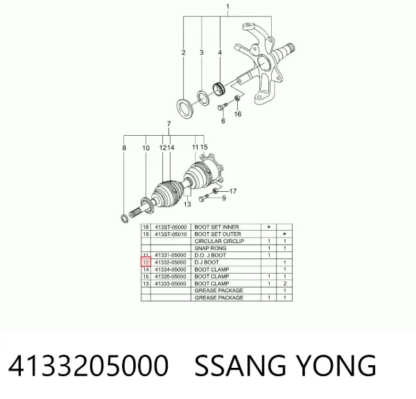  4133205000 Ssang Yong