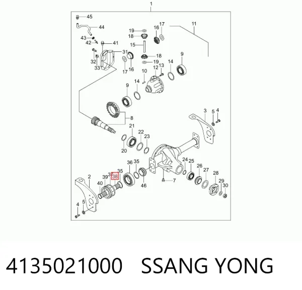 Árvore intermédia da Caixa de Mudança 4135021000 Ssang Yong