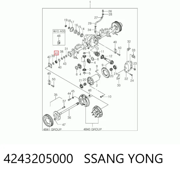 Anel de travagem de rolamento do semieixo traseiro 4243205000 Ssang Yong