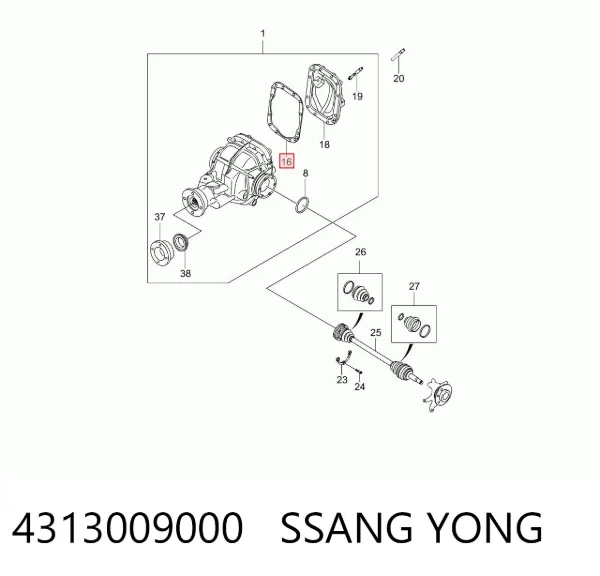 Vedante de redutor do eixo traseiro 4313009000 Ssang Yong