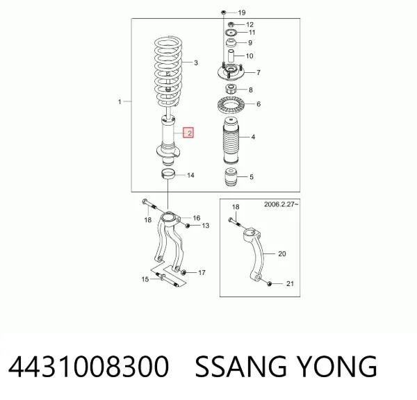 Amortecedor dianteiro 4431008300 Ssang Yong