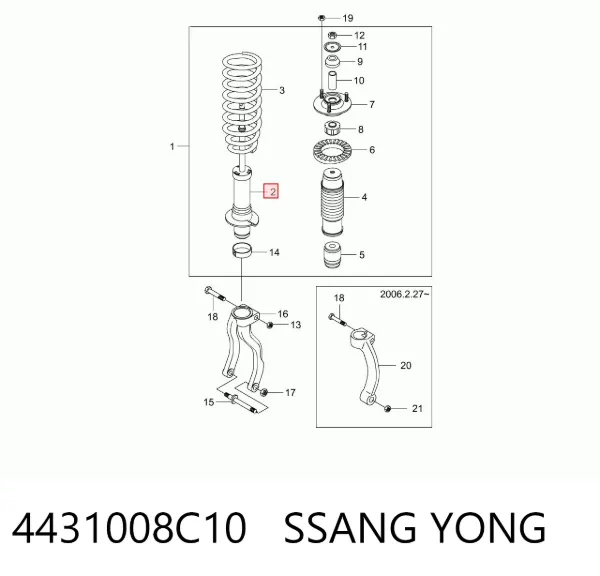 Amortecedor dianteiro 4431008C10 Ssang Yong
